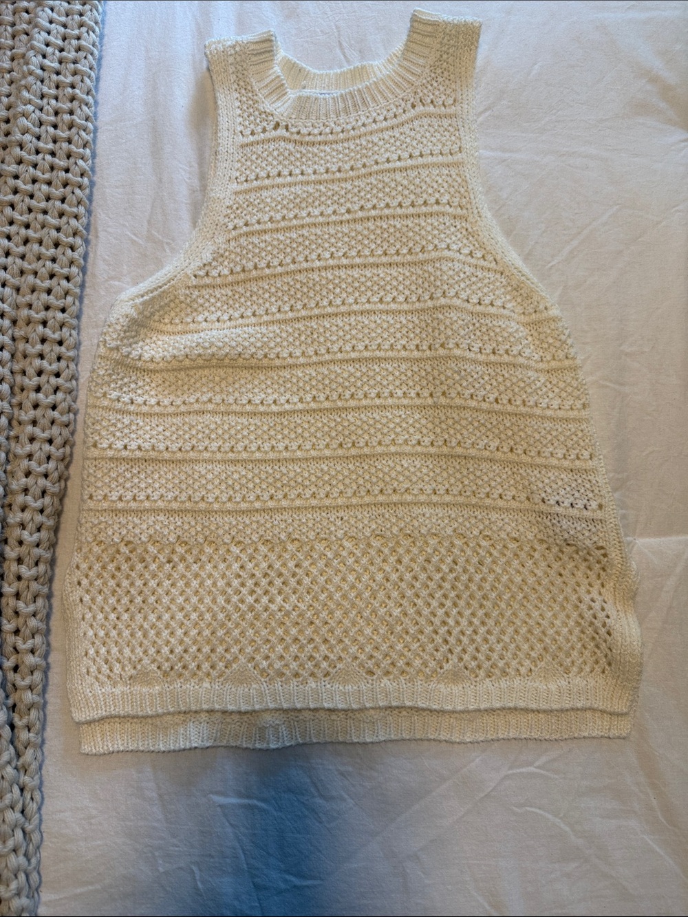 Cream Knit Sleeveless Sweater Top - Women